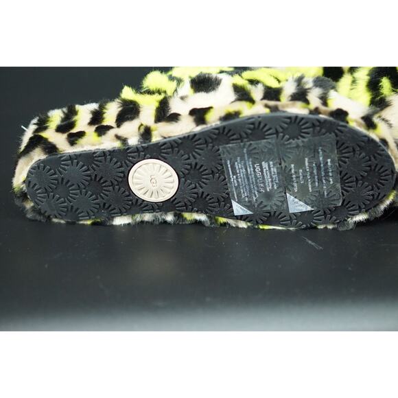 UGG Fluff Yeah Animalia Slingback Sandals Slipper SZ 7 New Leopard green - Picture 11 of 11